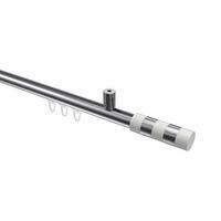 GARDINENSTANGE INNENLAUF Sonius Mavell 140 cm, 1-läufig, 20 mm Ø Chrom - Chromfarben/Weiß, Metall (140cm) - INTERDECO