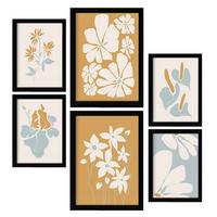POSTER Set Mit 6 Blumenrahmen 2 In Blume Zusammenfassung Ästhetische Dekorative Gemälde Für Ihr Wohnzimmer Zuhause A3 & A4 Schwarzer Rahmen - Schwarz, Papier (29/3cm) - Nacnic