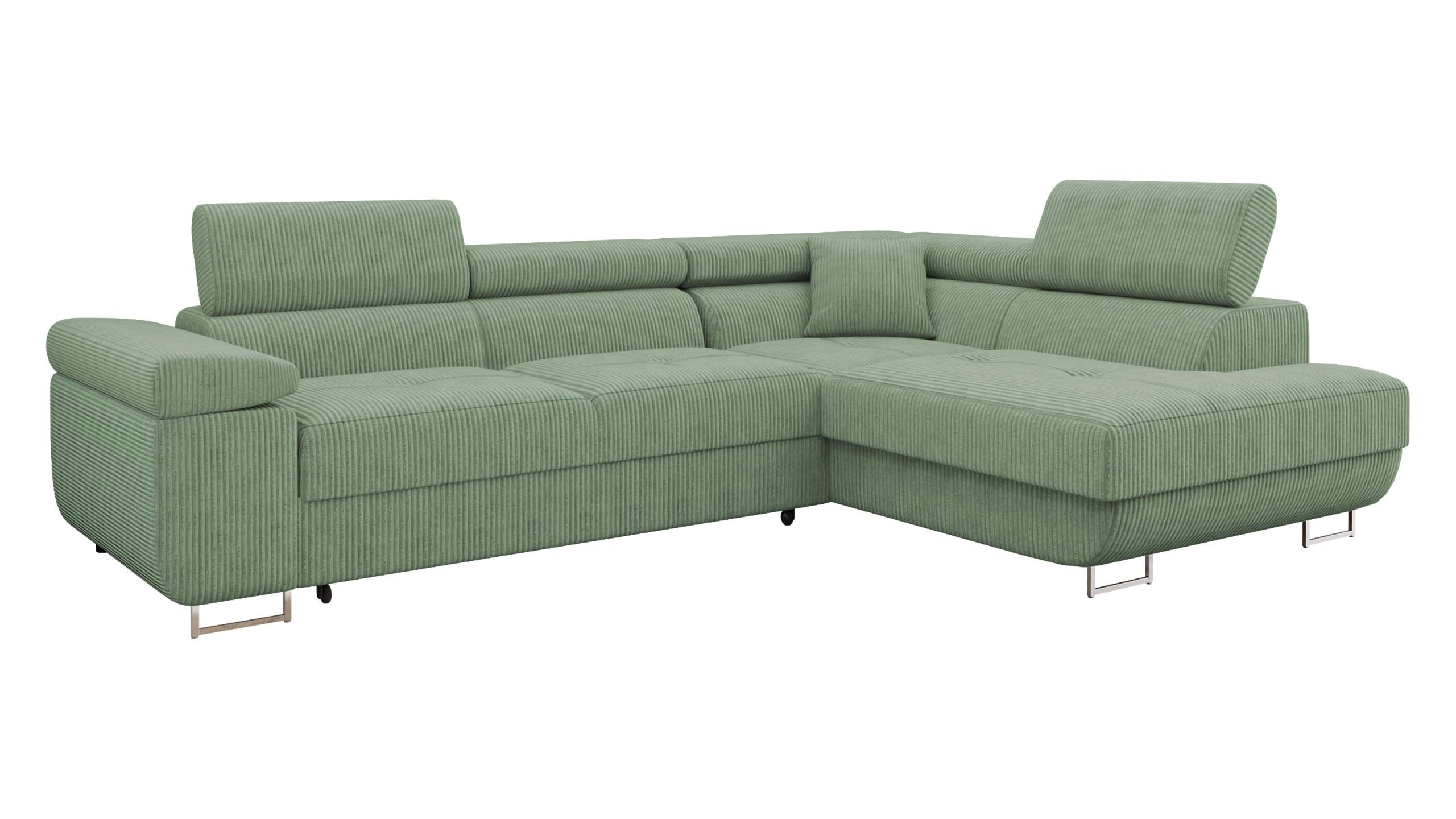 ECKSOFA Torezio Cord, Seite: Rechts - Grün, Holz/Textil (203/274cm) - MIRJAN24