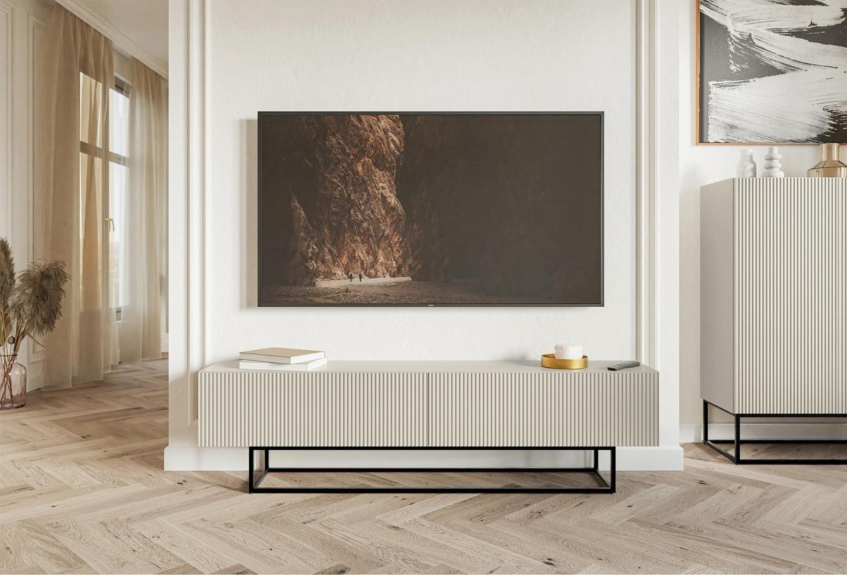 TV-SCHRANK Veldio Graubeige Schwarz 175 cm - Greige/Schwarz, Holzwerkstoff/Metall (175/46.5/31.6cm) - Selsey