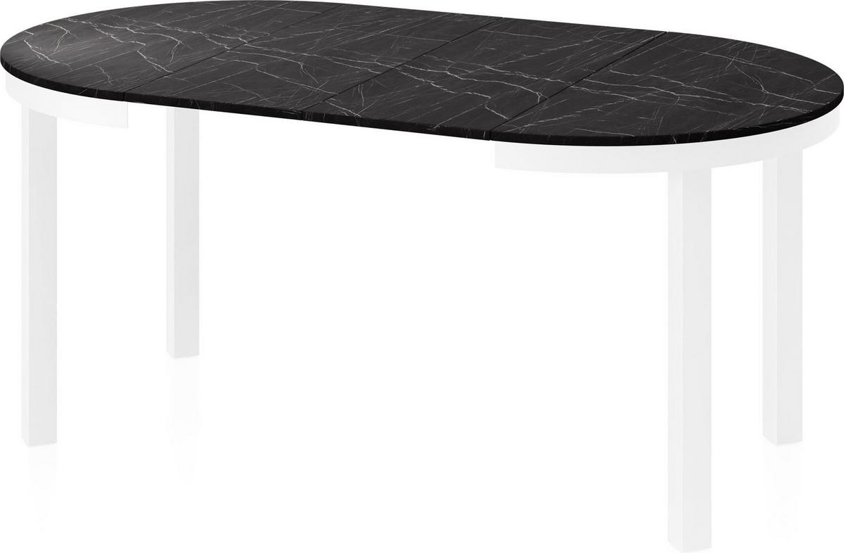 ESSTISCH Rowan Weiß runder ausziehbarer, Schwarzer Marmor 100-176/100/76 cm - Anthrazit/Weiß, Holzwerkstoff/Metall (100/176/76cm) - WFL GROUP