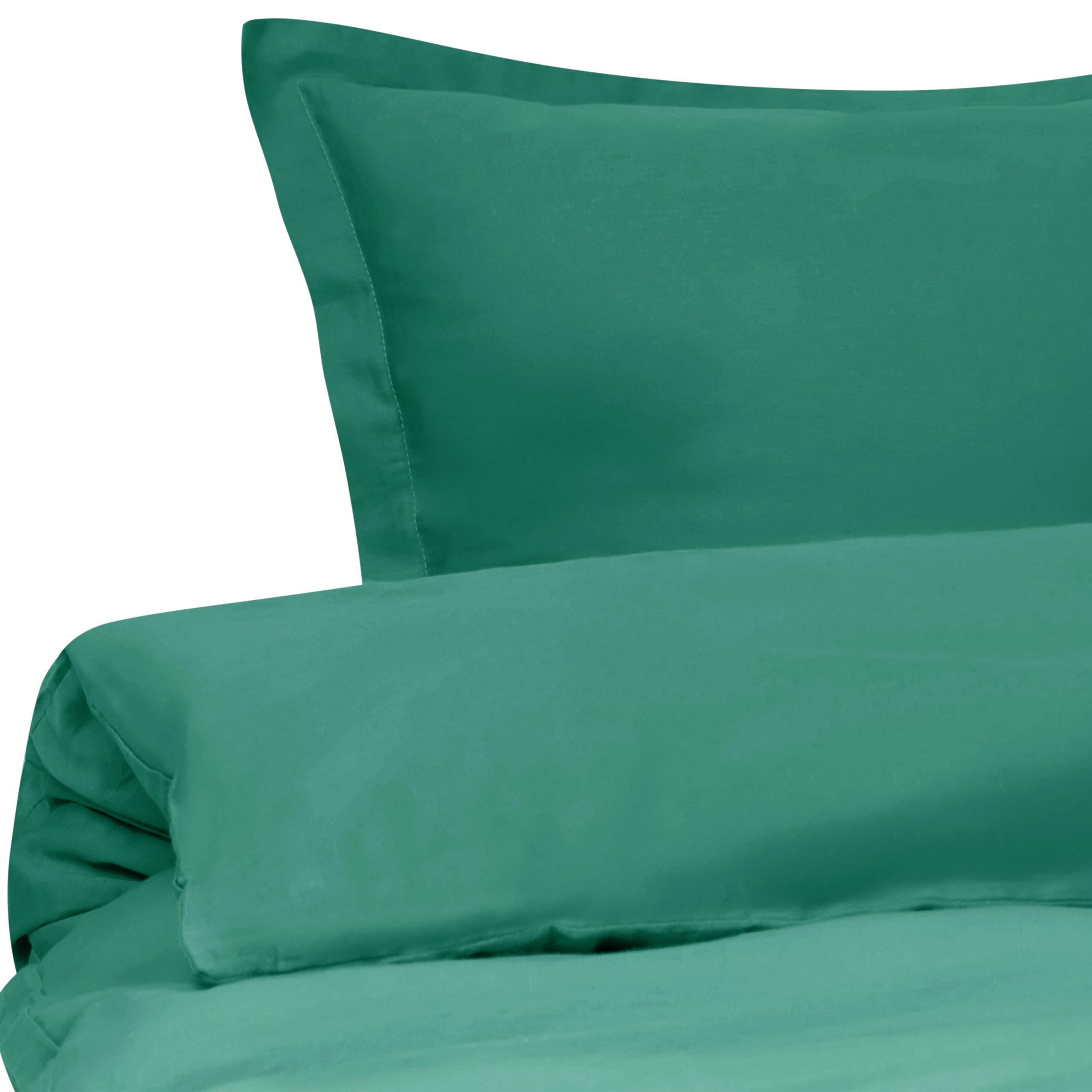 BETTWÄSCHE-SET 200/200 cm Baumwollsatin Grün Parkrose - Grün, Textil (200/200cm) - Beliani