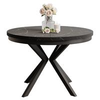 AUSZIEHTISCH MILTON 90-166/76 cm mit Metallgestell und Zarge, Schwarz / Grigia Pietra - Schwarz/Grau, Holzwerkstoff/Metall (90/90/76cm) - Idohome