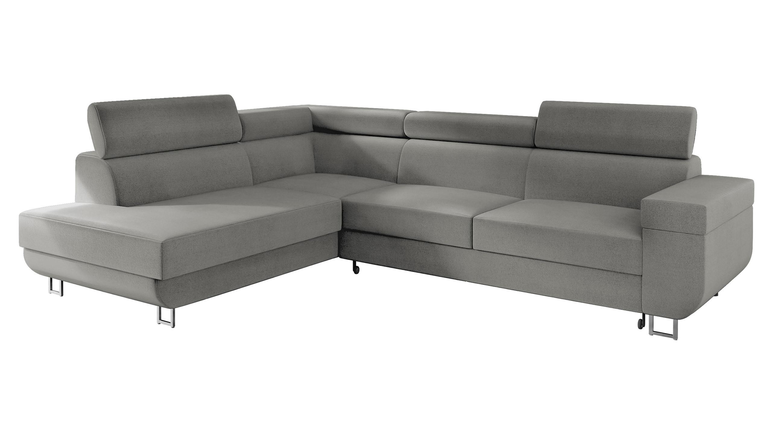 ECKSOFA Fonti, Seite: Links - Hellgrau, Holz/Textil (253/188cm) - MIRJAN24