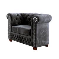 CHESTERFIELD-SESSEL Lauren Schwarz Samt - Schwarz/Braun, Holz/Textil (94/72/86cm) - S-Style Möbel