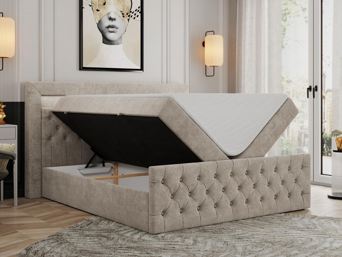 BOXBETT GOLD-9 LED 200/200 Beige Struktur - H4 - Beige, Holz/Textil (200/200cm) - MKS