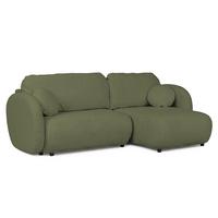 ECKSOFA Candy mit Schlaffunktion Grün Bouclé-Stoff - Ottomane rechts - Schwarz/Grün, Holz/Kunststoff (146/230cm) - S-Style Möbel