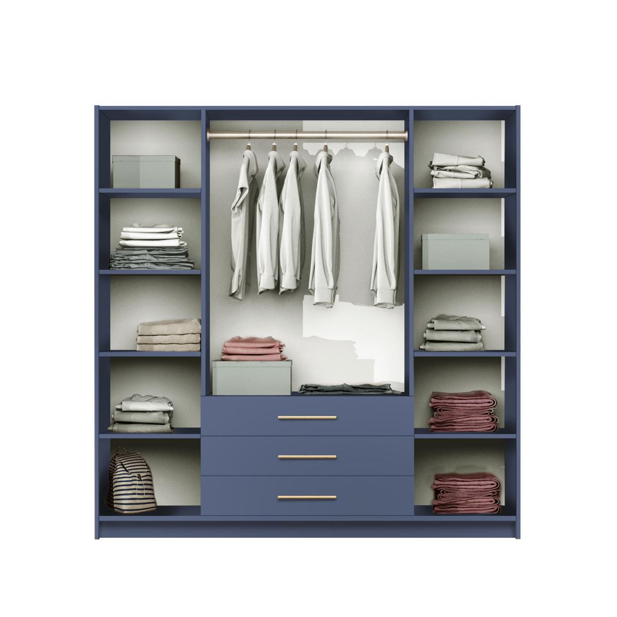 DREHTÜRENSCHRANK ELISE 147/200/57,5 cm 4-türig mit Spiegel Grün - Grün, Holzwerkstoff (147/200/57.5cm) - MASSENO