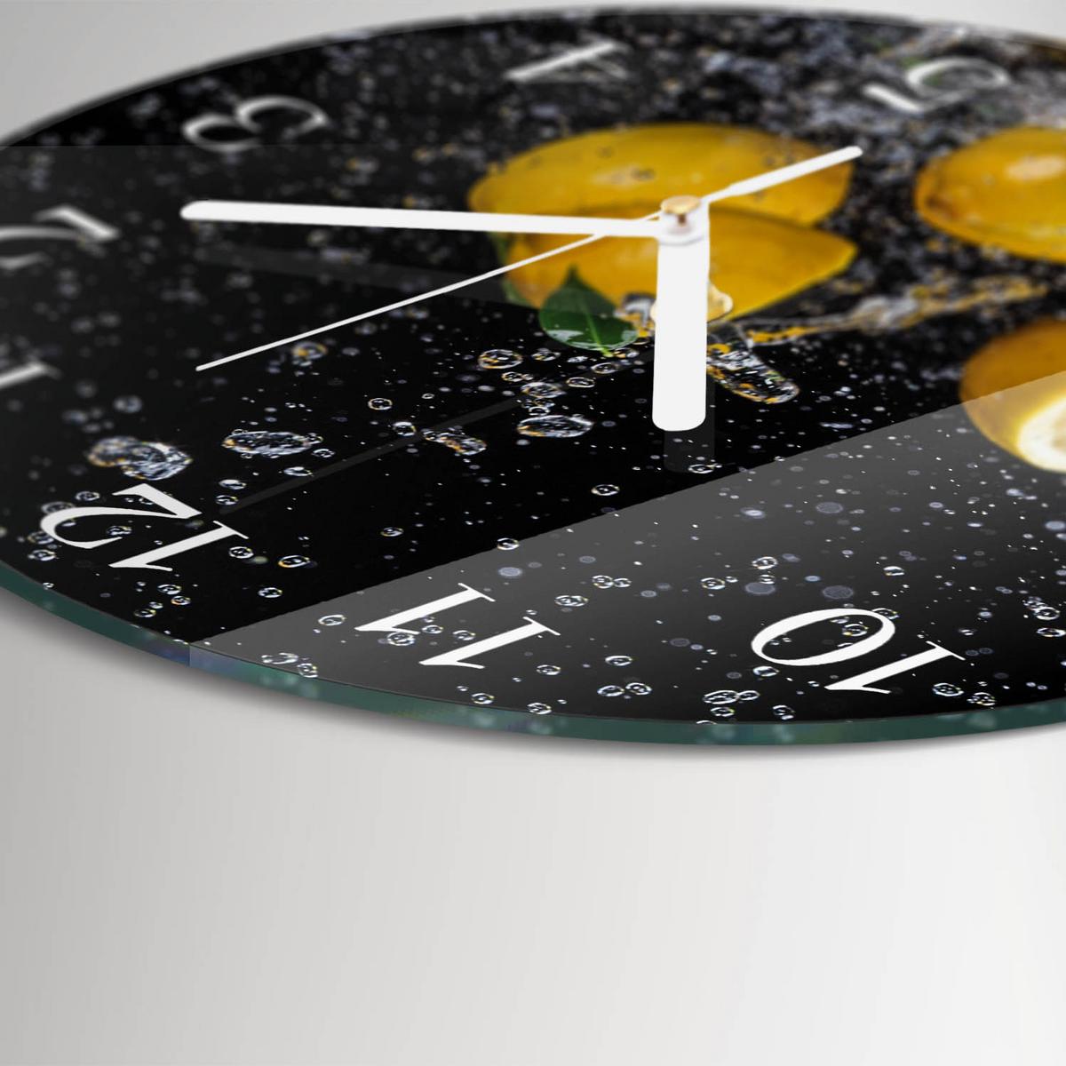 WANDUHR aus Glas Ø30 cm - Zitronen - Gelb, Glas (30/30/0.4cm) - TULUP