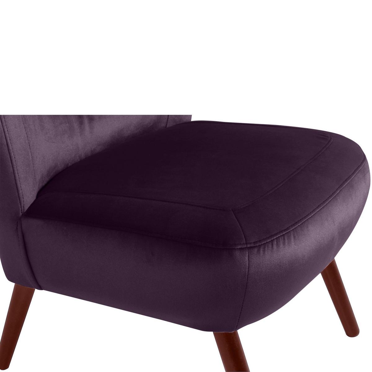 SESSEL Kathy Bezug Samtvelours Buche nussbaum dunkel / purple - Lila, Kunststoff (70/86/69cm) - 58aufmkessel