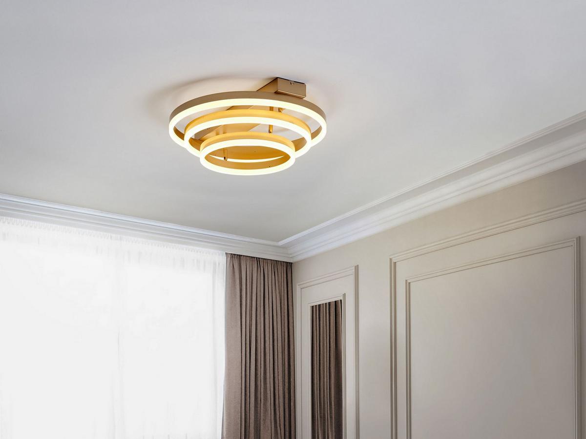 DECKENLEUCHTE Nore 52/52/20 cm - Goldfarben, Kunststoff (52/50/20cm) - Beliani