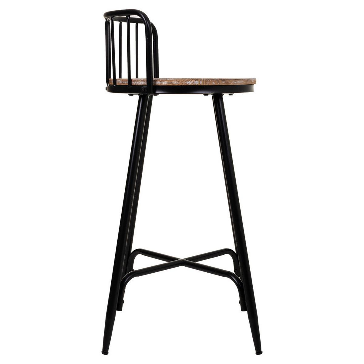 BARHOCKER aus Metall und Holz, grau, 41x88cm - Schwarz, Holz (41/88/41cm) - Wanderlust
