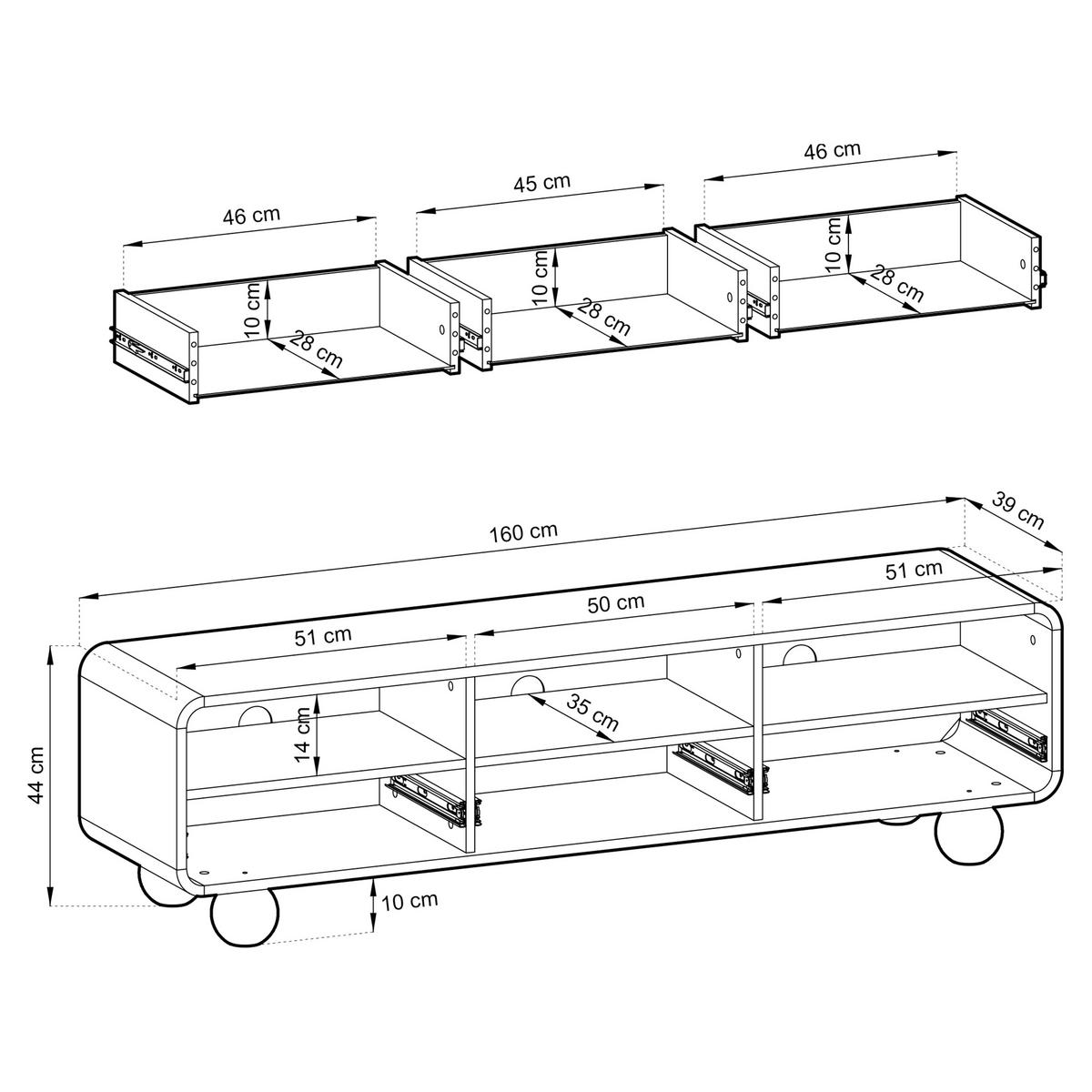 LOWBOARD TONDO 160/44/39 cm, Kaschmir - Kaschmir, Holzwerkstoff (160/44/39cm) - MASSENO