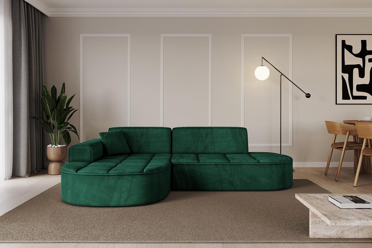 ECKSOFA Ottomane Links TARO-L1 - 243x171x79,5 cm Dunkelgrün - Grün, Holzwerkstoff/Textil (243/171cm) - ALTDECOR