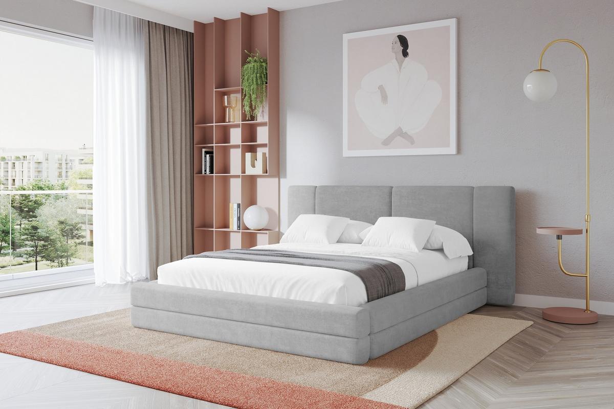 POLSTERBETT mit Bettkasten und Lattenrost, Bett mit Matratze H3/H4 - TEVO 140x200 Grau - Hellgrau, Holzwerkstoff/Textil (140/200cm) - ALTDECOR