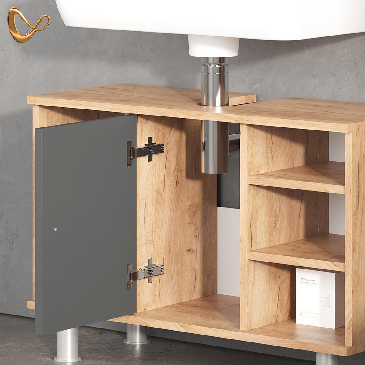 WASCHBECKENUNTERSCHRANK Fucino Anthrazit 80 x 54 cm - Anthrazit, Holzwerkstoff (80/54/32cm) - Livinity®