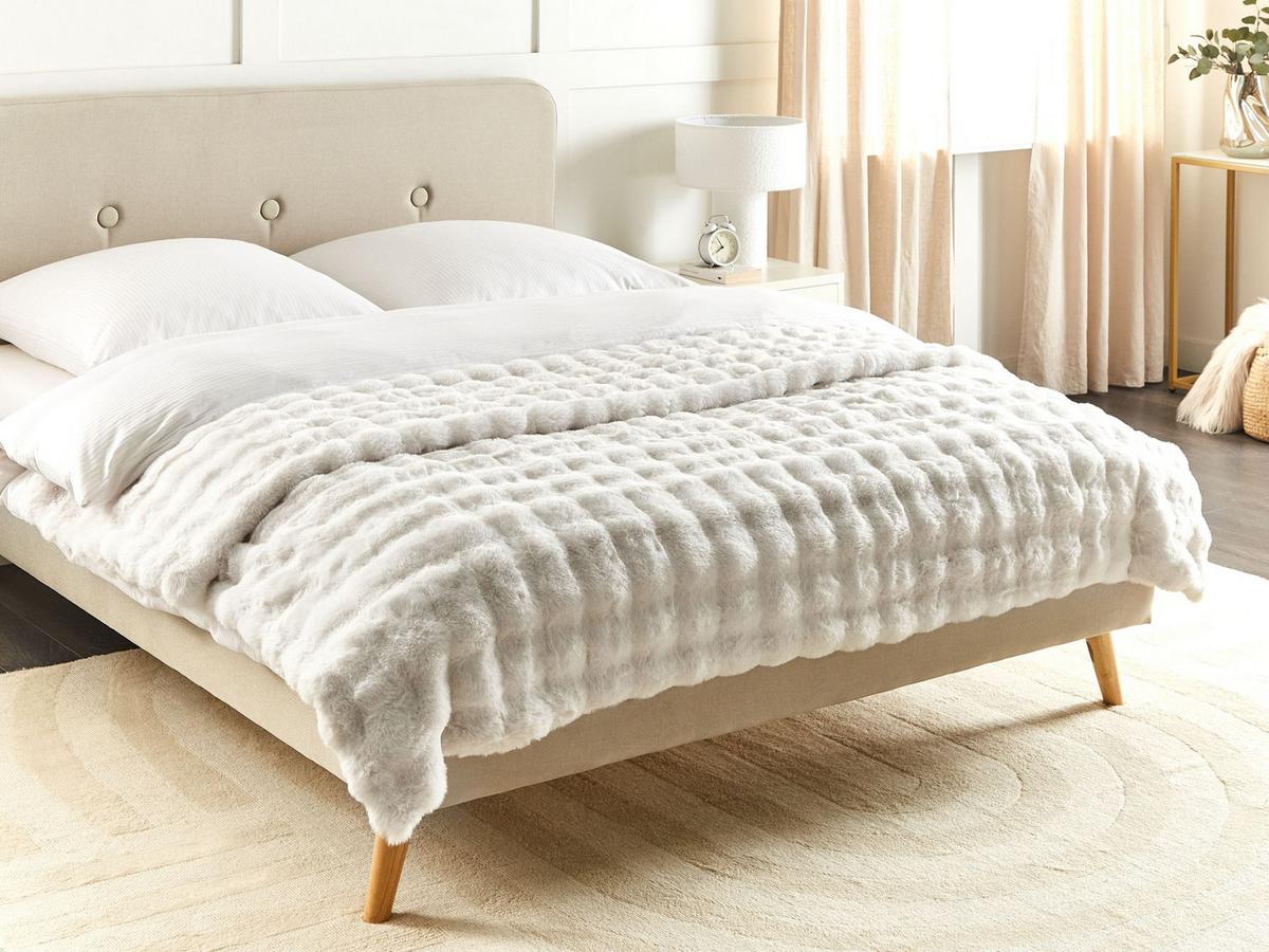 KUSCHELDECKE Webpelz 200/220 cm Weiß Salka - Weiß, Kunststoff (200/220cm) - Beliani