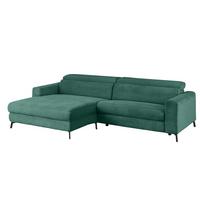 ECKSOFA LAISKA Smaragdgrün Cord - Smaragdgrün/Schwarz, Textil/Metall (282/177cm) - KAWOLA