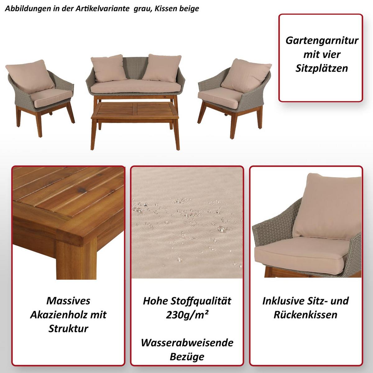 GARTENGARNITUR Grau - Grau, Holz - MCW