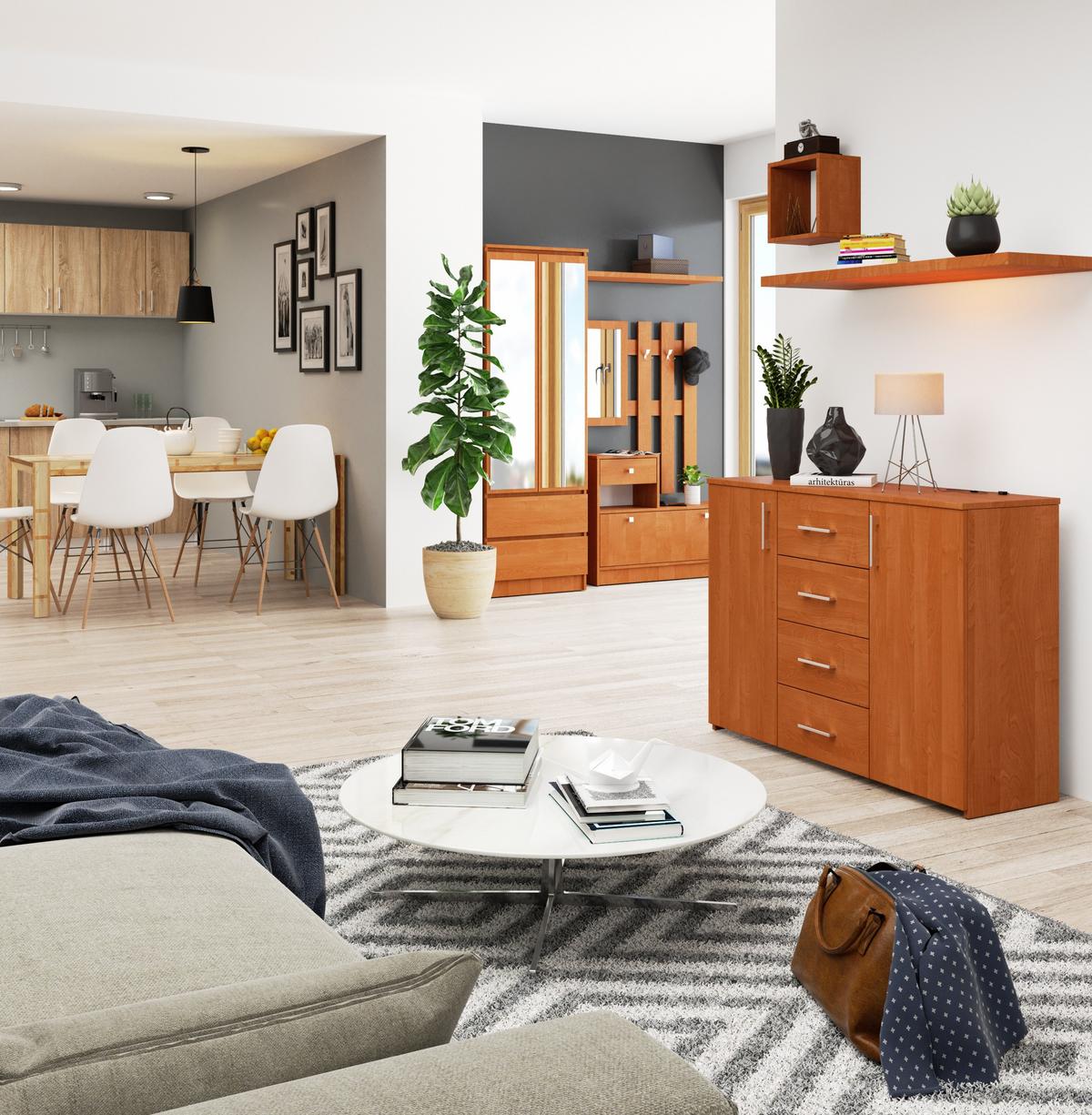 KOMMODE Erlefarben 80/110/35 - Erlefarben, Textil (110/80/35cm) - RAUMHIRSCH FURNITURE