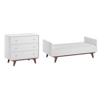 BABYZIMMER 2-teilig Mid Weiß und Holz - Weiß, Holzwerkstoff (144/90/75cm) - Petits-meubles