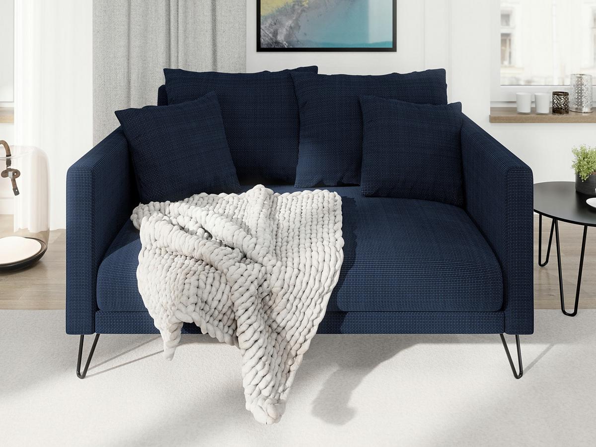 2-SITZER-SOFA Harmony Marineblau Chenille - Schwarz/Dunkelblau, Holz/Textil (140/85/100cm) - S-Style Möbel