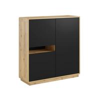 SIDEBOARD Raven Mattschwarz und Holz - Schwarz, Holzwerkstoff (121/126/40cm) - Petits-meubles