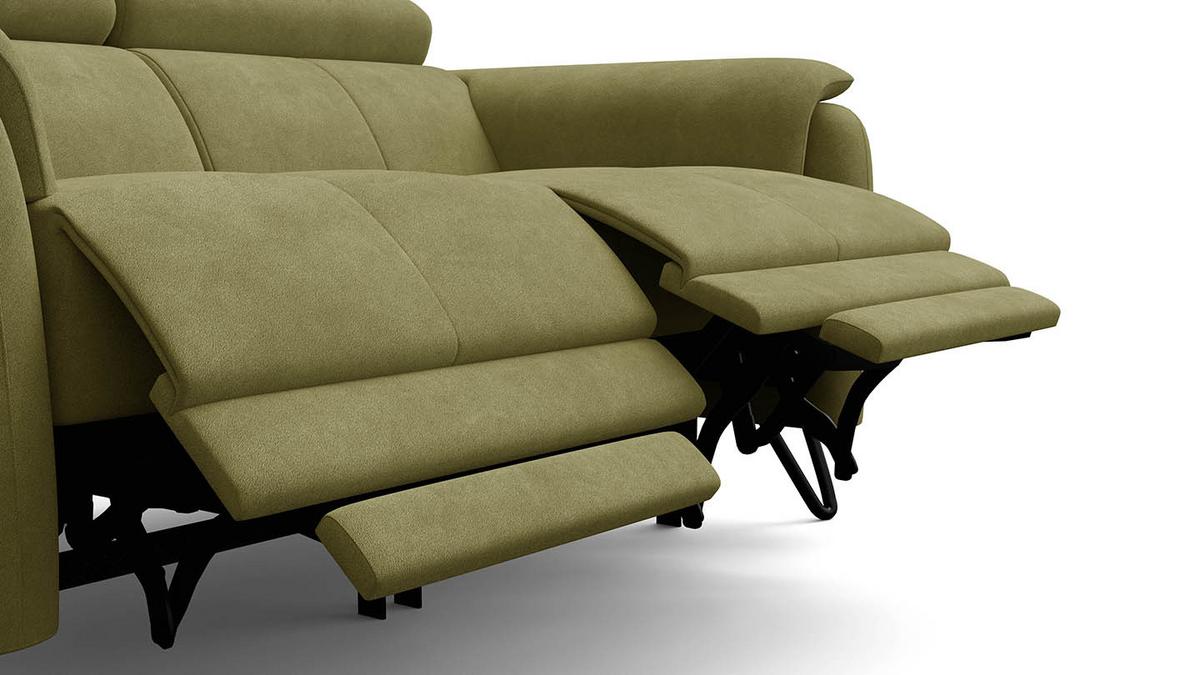 RELAXSOFA RODEN 2-Sitzer mit 2 Relax, olive, Veloursstoff - Grün, Holz/Textil (148/82/103cm) - Wozimo