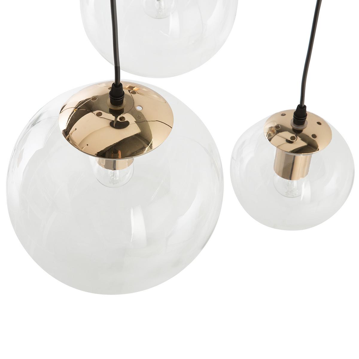 HÄNGELEUCHTE 3er-Set Ladon 25-25/20-20/15-15/108 cm - Transparent, Glas (25/25/108cm) - Beliani