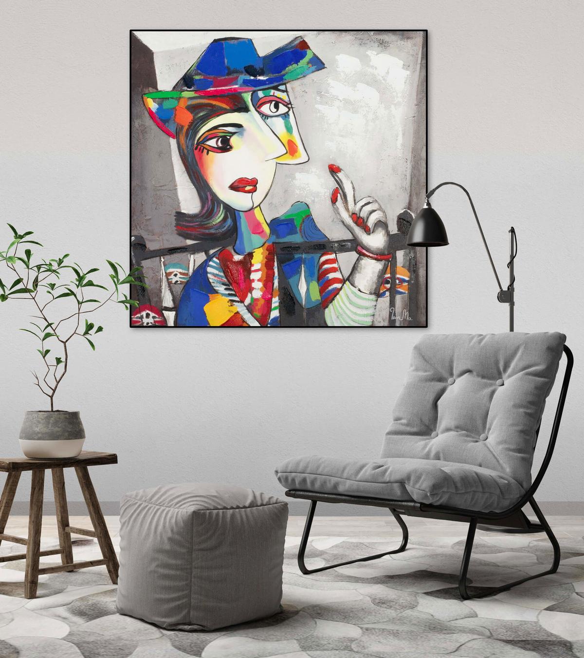 ACRYLBILD HANDGEMALT 80/80 cm - Multicolor/Grau, Holz/Textil (80/80cm) - KUNSTLOFT