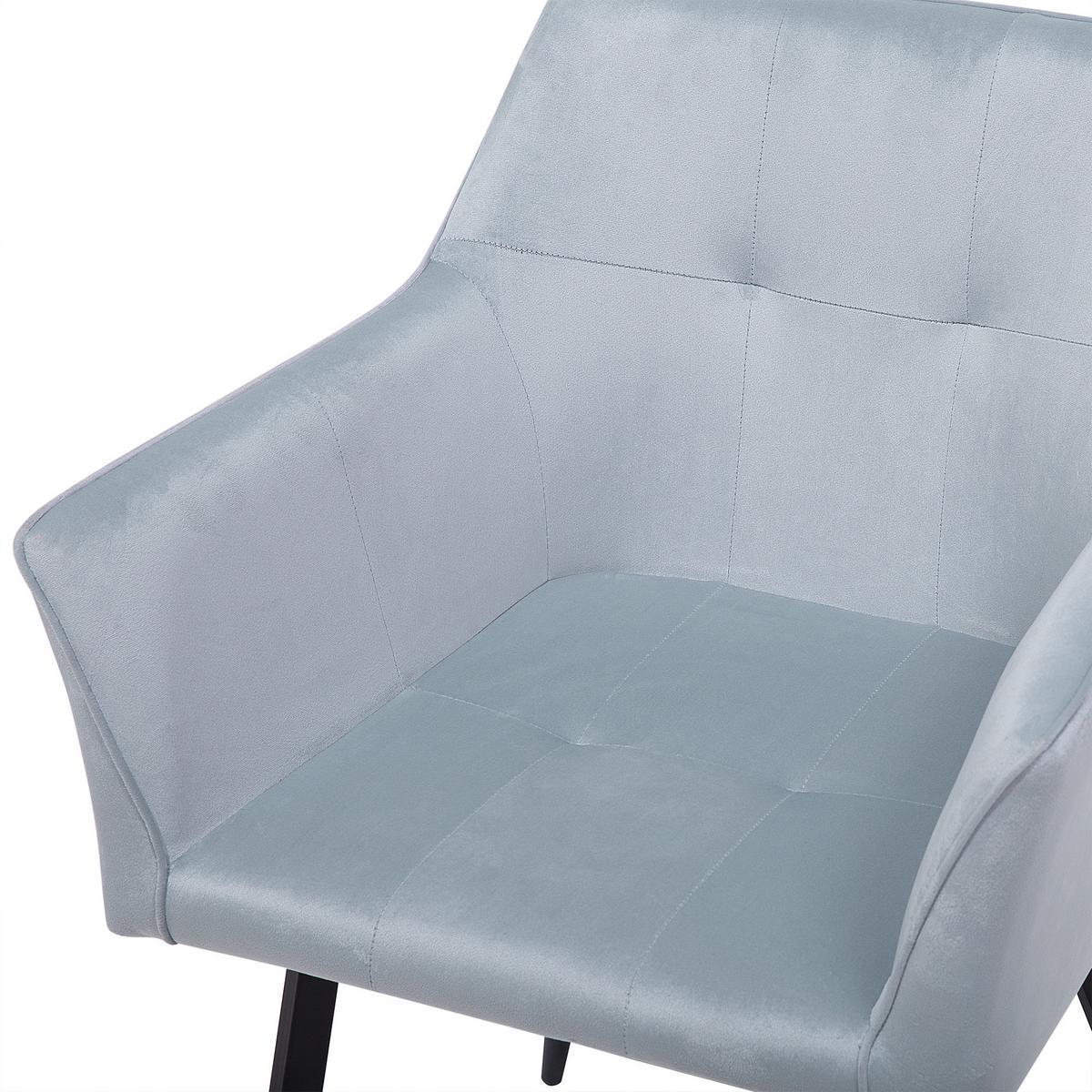 ESSZIMMERSTUHL 2er-Set Samtstoff Grau Jasmin - Grau, Textil/Metall (60/84/49cm) - Beliani