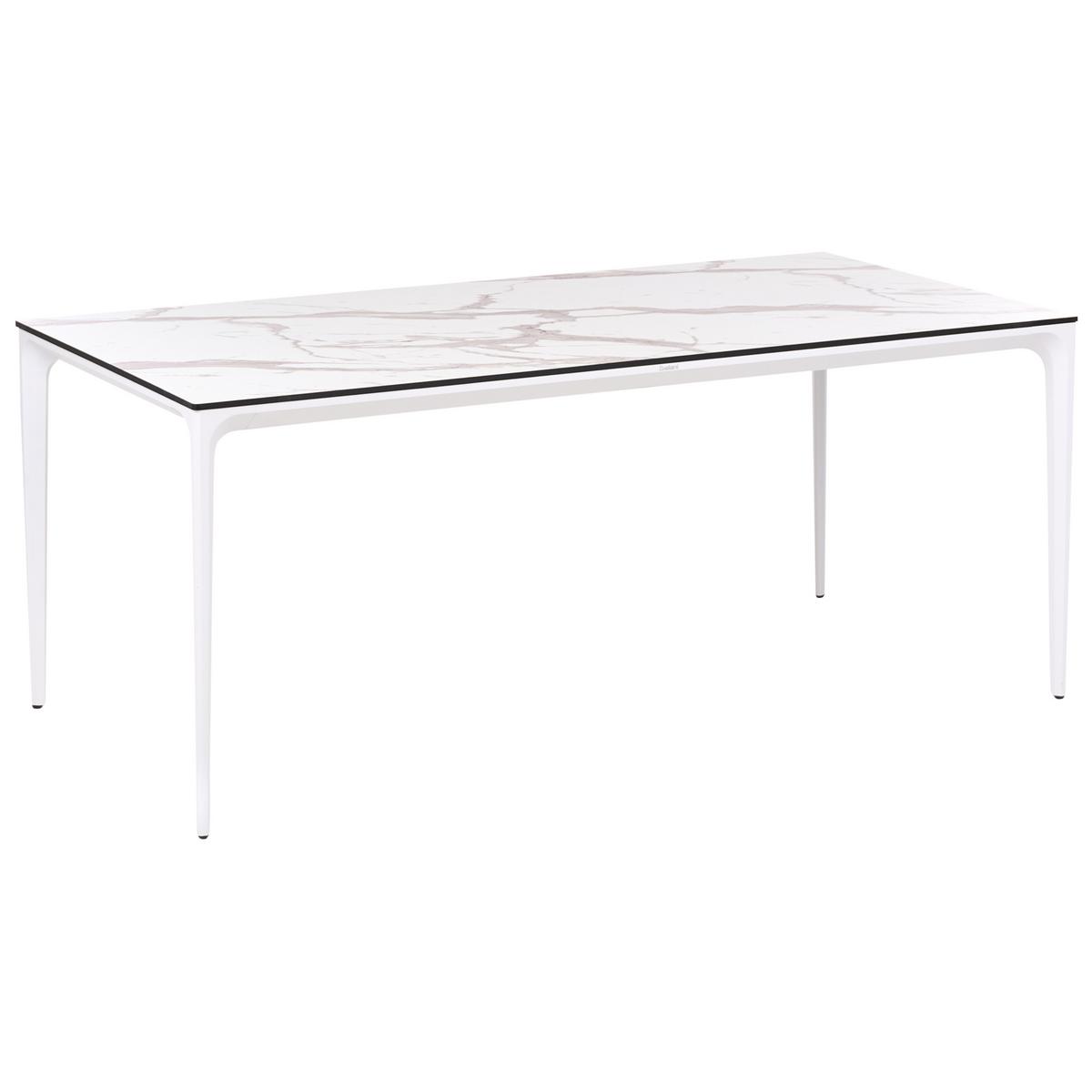 GARTENTISCH 180/90 cm Marmor Optik Weißer Marmor Sovareto - Weiß, Kunststoff (180/90/75cm) - Beliani