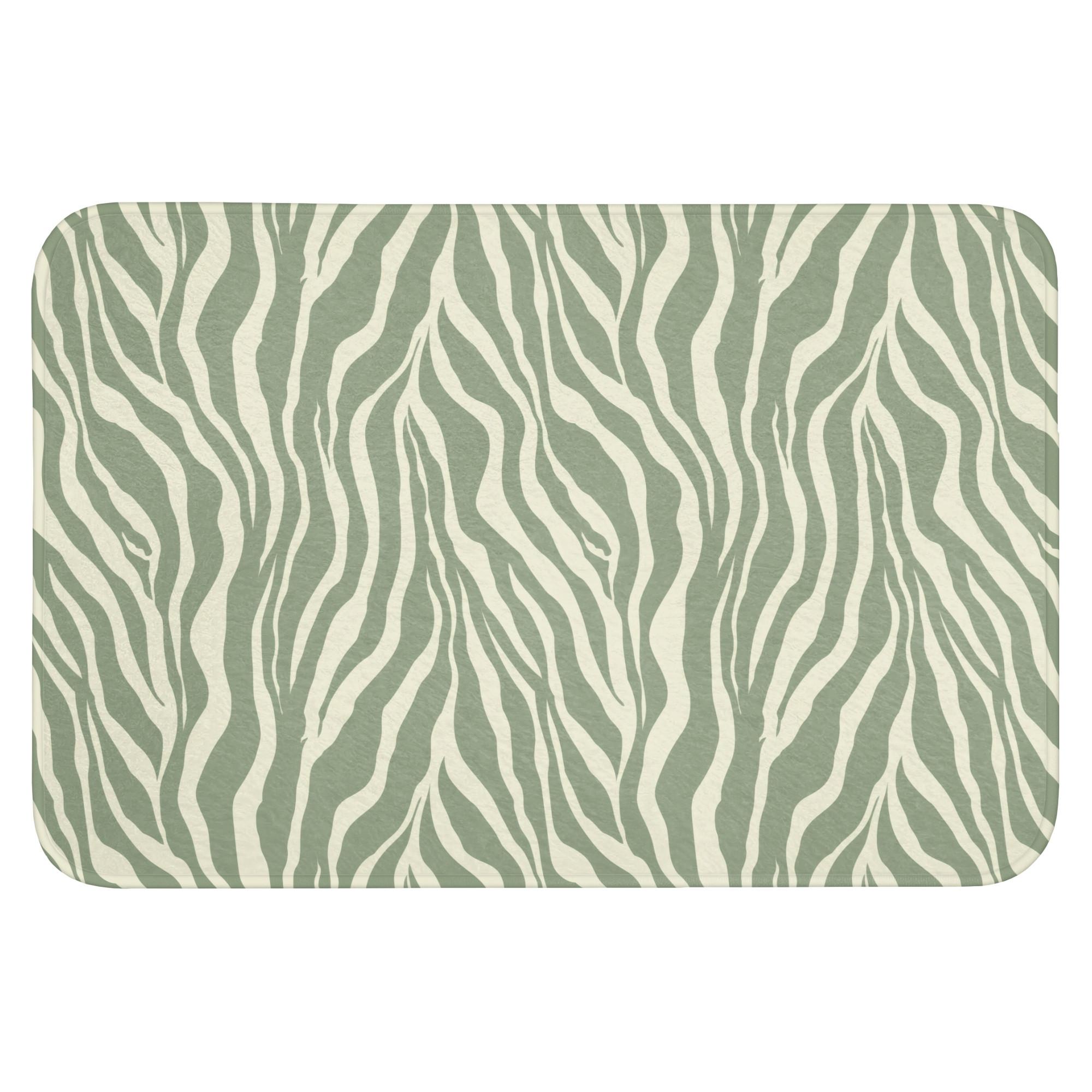 BADEMATTE Zebra - Motiv - Grün Badvorleger 90x60 cm - Salbeigrün, Textil (90/60cm) - OnlyWow
