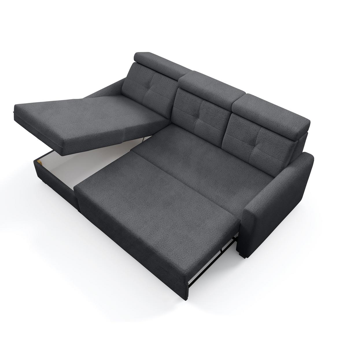 ECKSCHLAFSOFA Milano, Dunkelgrau, links - Dunkelgrau/Schwarz, Textil (217/166cm) - Beautysofa