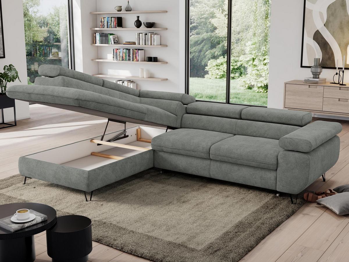 ECKSOFA PEDRO L Grau Struktur - Links Seite - Schwarz/Grau, Textil/Metall (208/273cm) - MKS