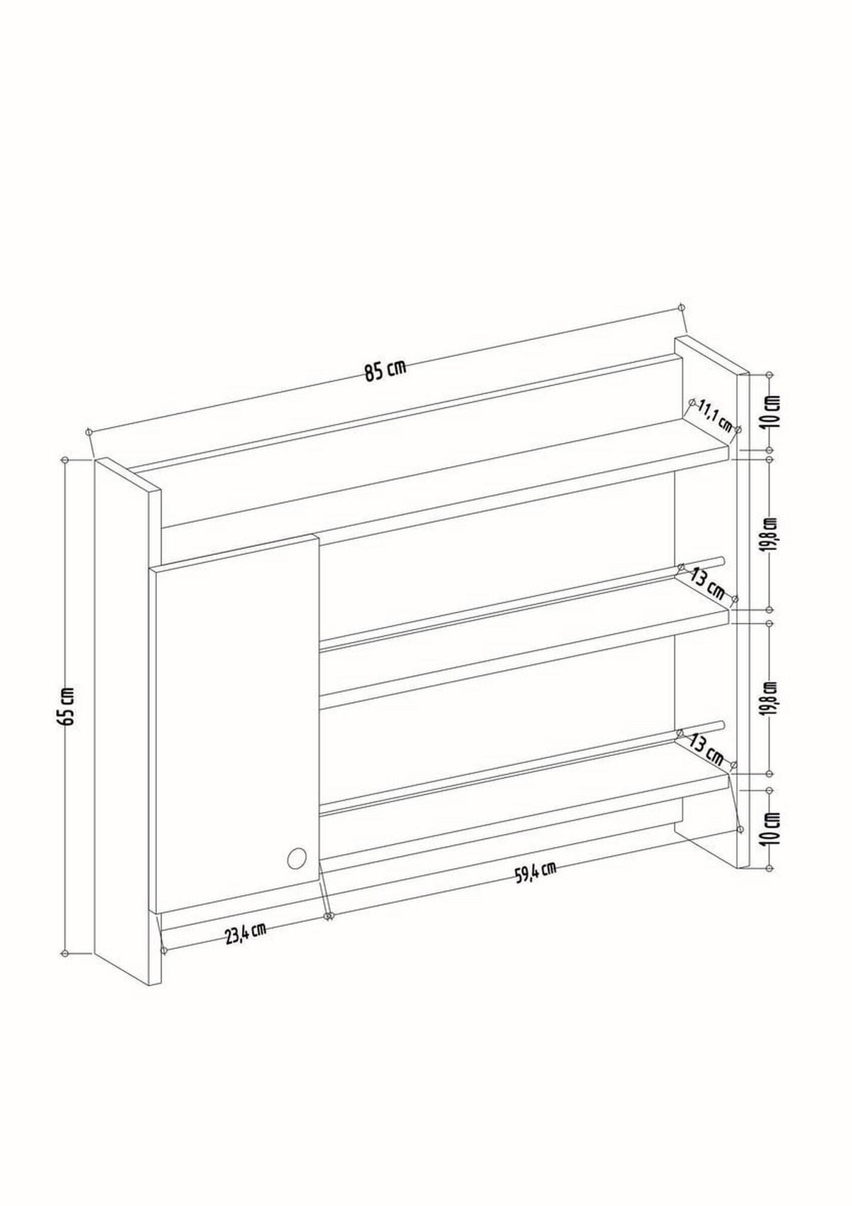 WANDHÄNGENDES Küchenregal Weiß L85 cm – KNERR - Weiß, Holzwerkstoff (15/65/31cm) - Calicosy