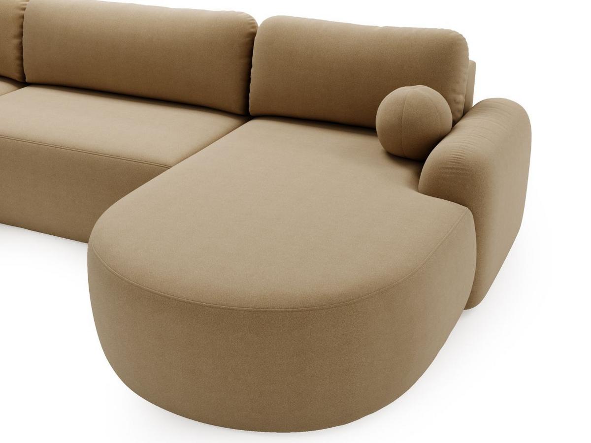 ECKSOFA Aurio U Bouclé-Stoff Hellbraun - Hellbraun/Schwarz, Kunststoff/Textil (347/177cm) - Graingold