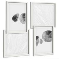 BILDER SET 4er Set - 50x50 cm & 40x60 cm Weißer Rahmen - Abstrakte Kunst, Farbspritzer - Weiß, Kunststoff (50/50cm) - TULUP
