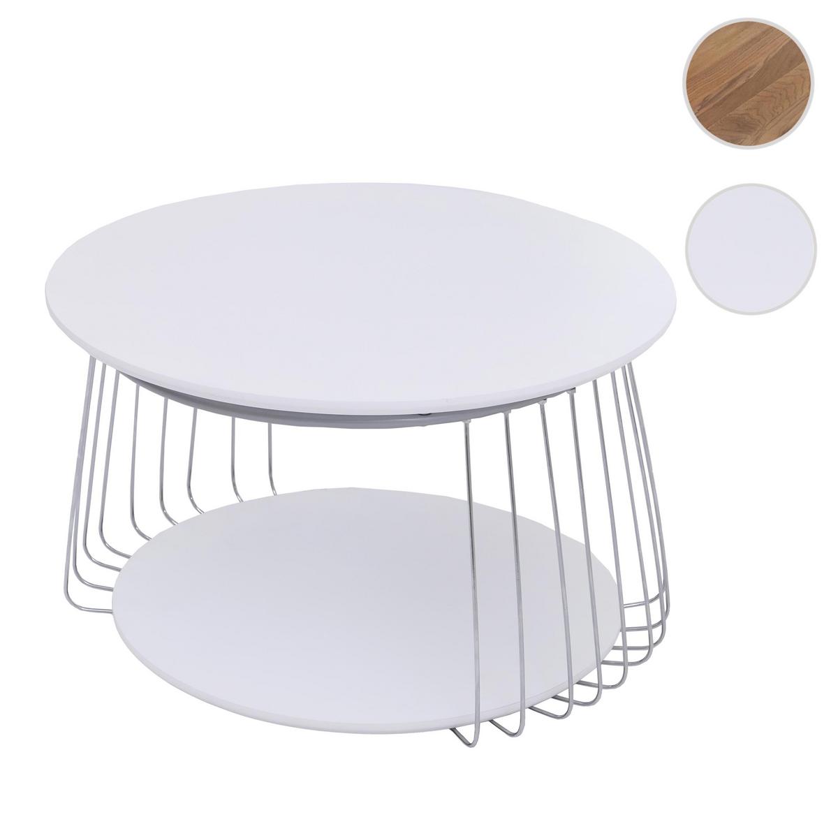 COUCHTISCH rund Weiß, Silber - Silberfarben/Weiß, Holz (70/70/44cm) - MCW