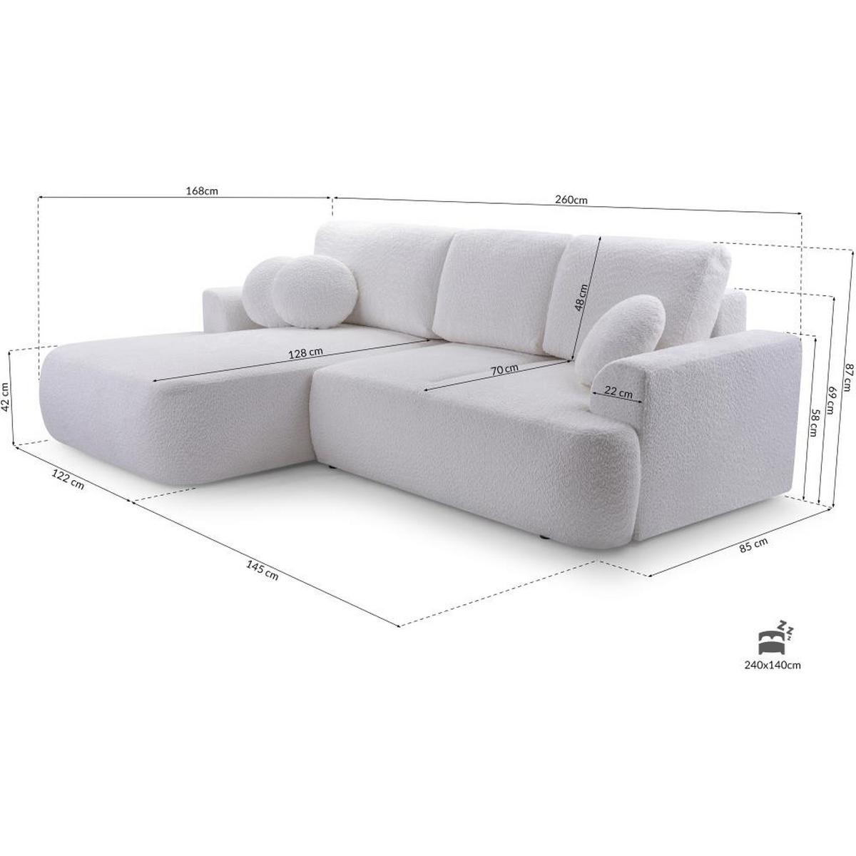 ECKSCHLAFSOFA Vento hellgrau links - Hellgrau/Schwarz, Textil (260/168cm) - Beautysofa