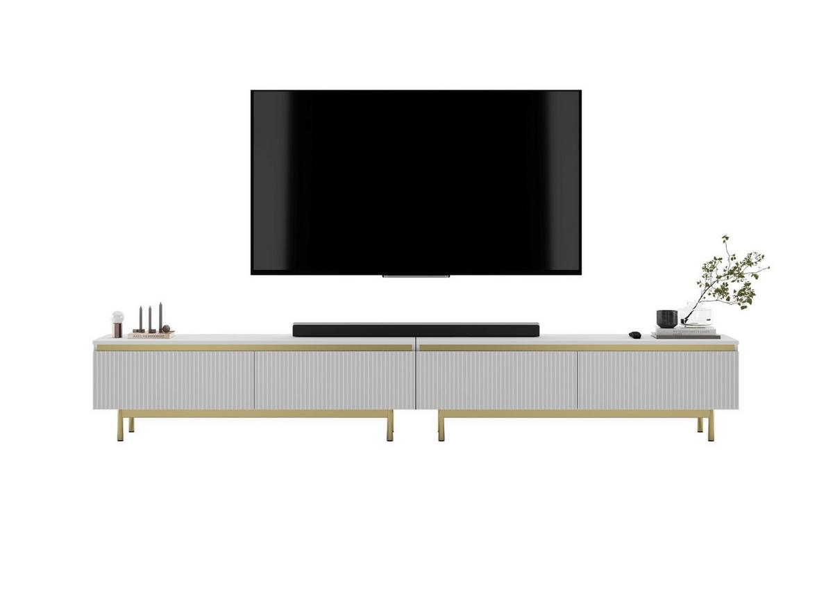 TV-LOWBOARD 2er-Set Selene Weiß matt 280 cm mit Metallrahmen - Goldfarben/Weiß, Holzwerkstoff/Metall (280/44/35cm) - Meble Lindner
