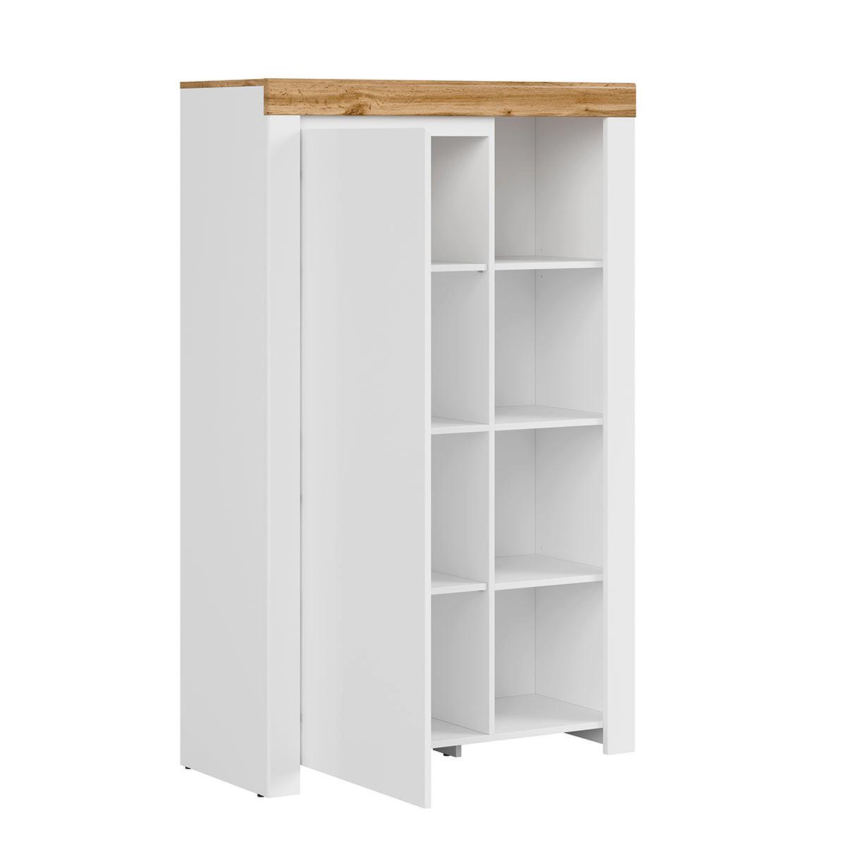 SCHRANK 1 Tür Hella Weiß und Holz - Weiß, Holzwerkstoff (98/157/42cm) - Petits-meubles