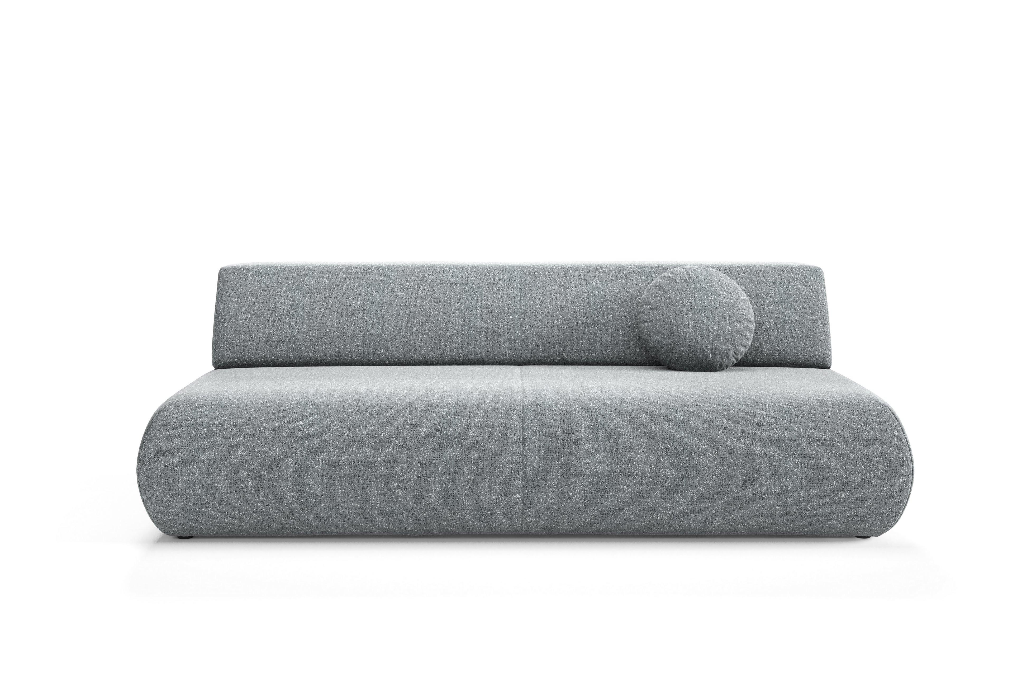 BETTSOFA DELTA Grau Geflochtener Stoff mit Schlaffunktion - Grau, Holz (214/74/100cm) - MASSENO