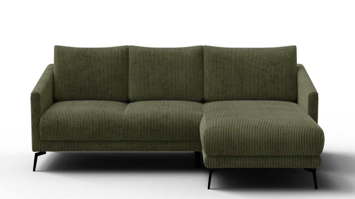 ECKSOFA VILT 3-Sitzer, olive - Schwarz/Olivgrün, Holzwerkstoff/Textil (221/156cm) - Wozimo