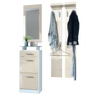 GARDEROBE Loret Front in Creme Hochglanz - Creme, Holzwerkstoff (140/200/23cm) - Vladon