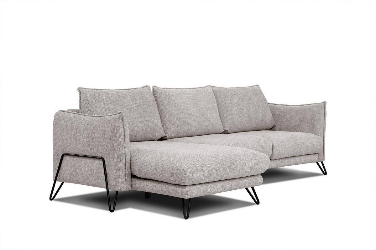 ECKSOFA HOSTEN 4-Sitzer, beige - Beige/Schwarz, Holzwerkstoff/Textil (158/269cm) - Wozimo