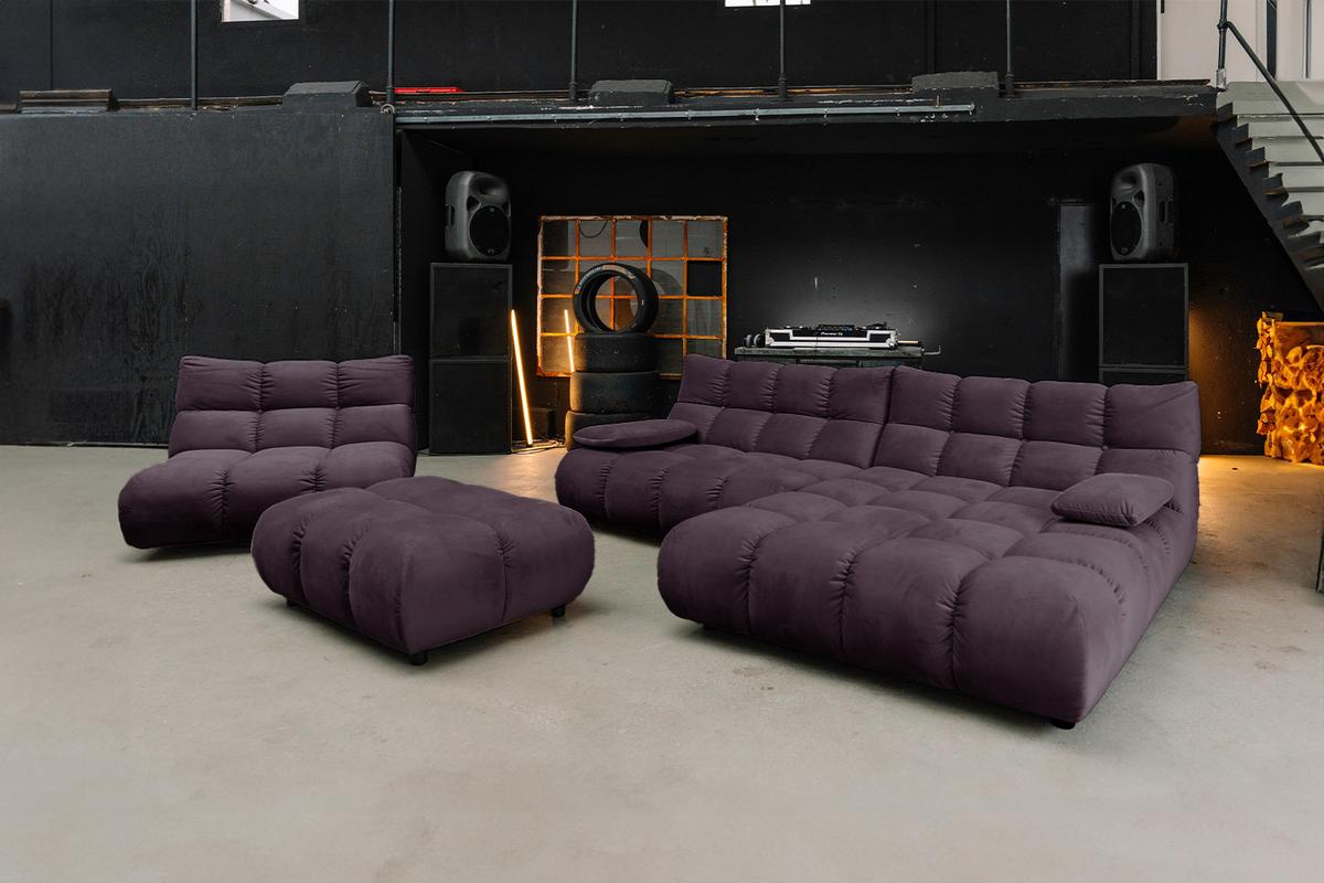 SITZGRUPPE VIVIEN 3ER SET Violett Velvet (1er-Set) - Violett, Kunststoff/Textil (510/85/359cm) - KAWOLA