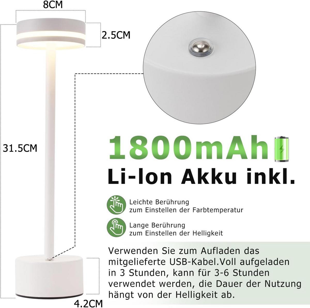 TISCHLEUCHTE Leuchtmann 8/8/31.5 cm - Weiß, Kunststoff/Metall (8/8/31.5cm) - ZMH