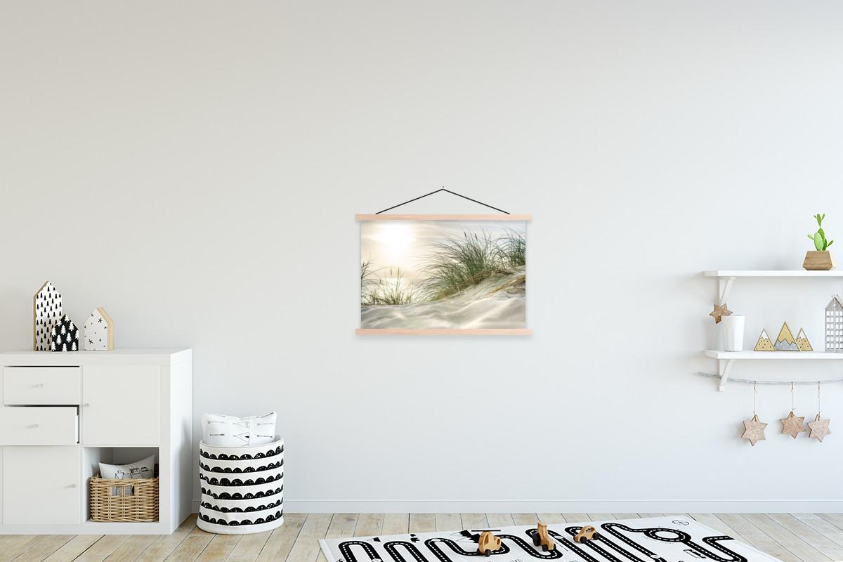 POSTER MIT MAGNETLEISTEN Dünen mit Strandhafer in der Sonne des Nationalparks Schleswig-Holsteinisches Wattenmeer Wandbilder 60x40 cm - Creme, Textil (60/40/0.15cm) - MuchoWow