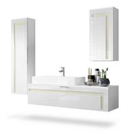 BADMÖBELSET Aloha Absetzungen in Creme Hochglanz - Creme, Holzwerkstoff (210/185/51cm) - Vladon